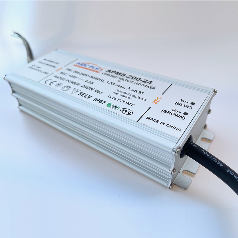 MOONS 200W Waterproof 24v Power Supply IP67 LED Strip Light Driver Outdoor Power Supply 90～305VAC 0-8330mA Output Constant Voltage LED Power Supply LED Driver Transformer 