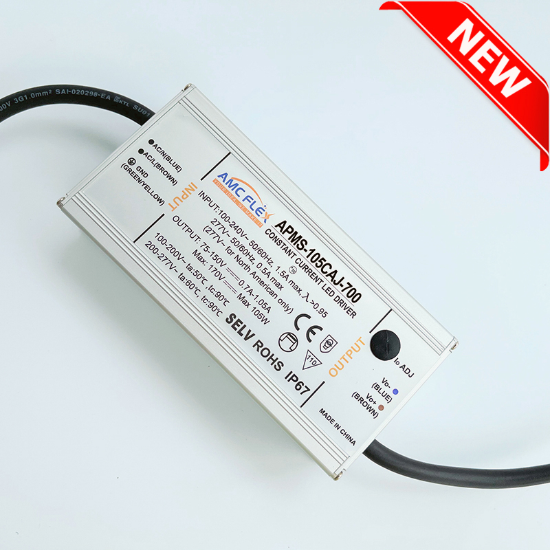 105W 700mA 75-150VDC Current-Adjustable LED Drivers IP67 Waterproof